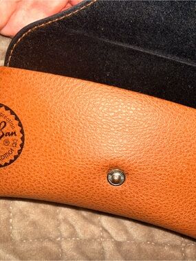 Ray-Ban Tan and Black Leather Sunglasses Case